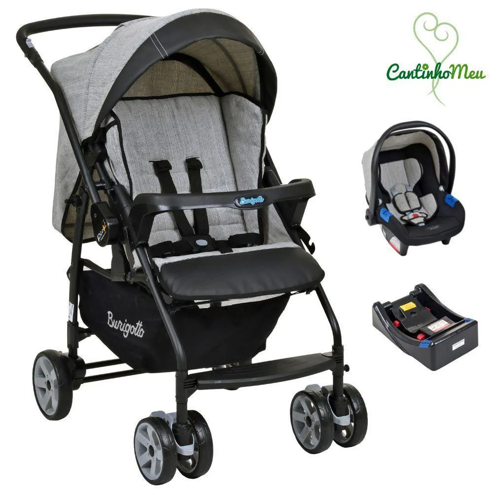 Carrinho Rio K + Cadeira Touring X Mesclado Cinza + Base