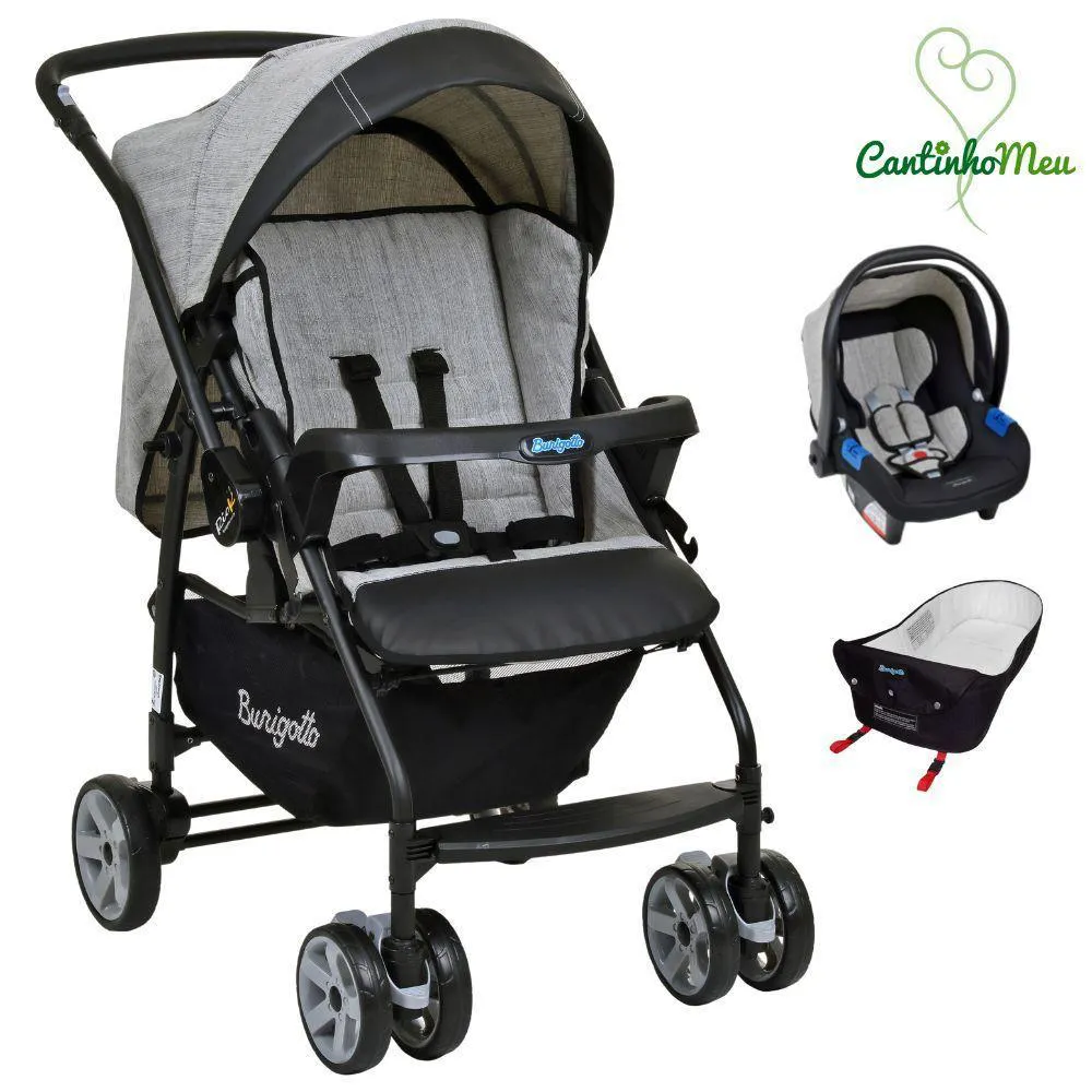 Carrinho Rio K + Cadeira Touring X Mesclado Cinza + Ninho