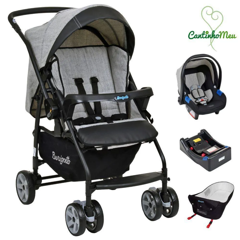 Carrinho Rio K + Cadeira Cinza + Base E Ninho