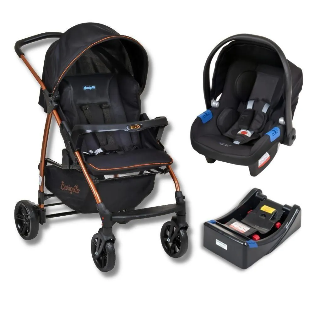 Carrinho Ecco Preto Cobre + Cadeira Touring X + Base