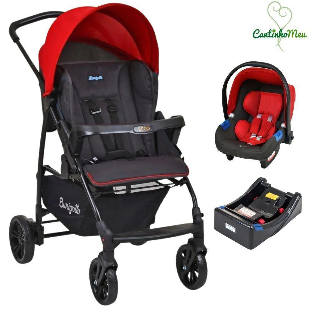 Carrinho Ecco Vermelho + Cadeira Touring X + Base