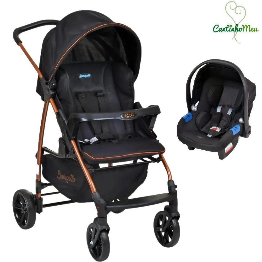 Carrinho Ecco Preto Cobre + Cadeira Touring X - Burigotto