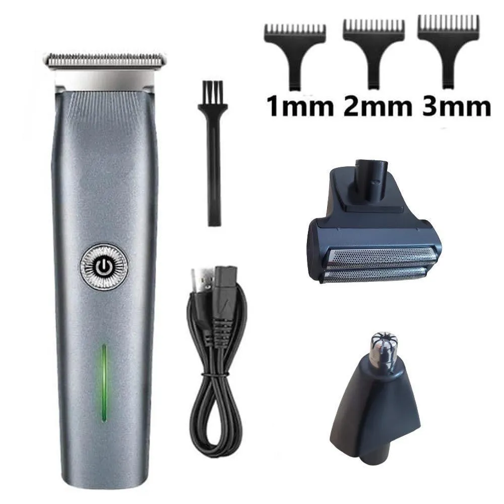 Barbeador Aparador Multifuncional 3 Em 1 Barba Cabelo E Nariz Cor:cinza