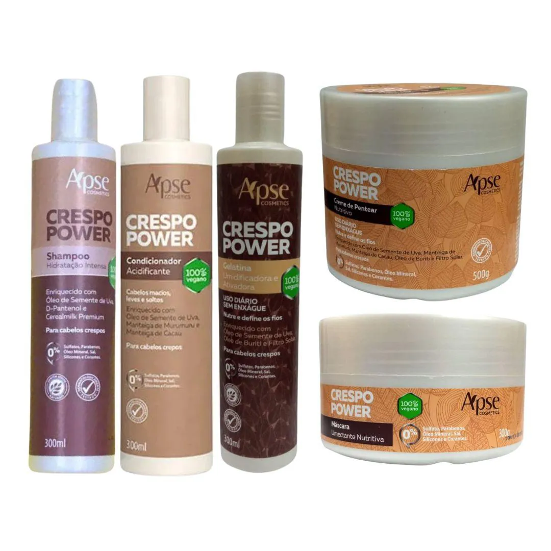 Kit Apse Crespo Power Shampoo Cond Gelatina Masc. Creme
