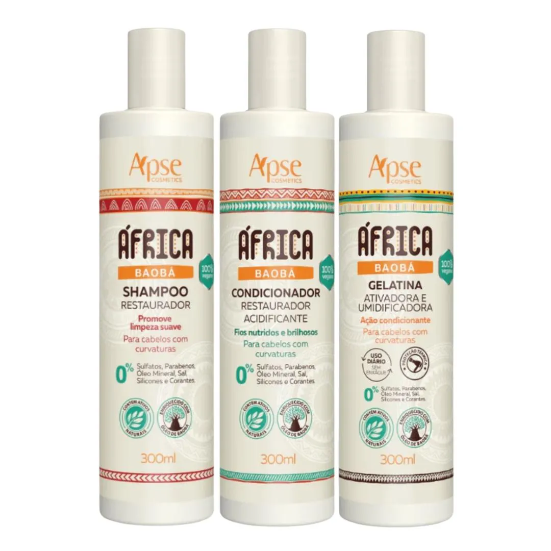 Kit Apse Africa Baoba Shampoo + Condicionador + Gelatina