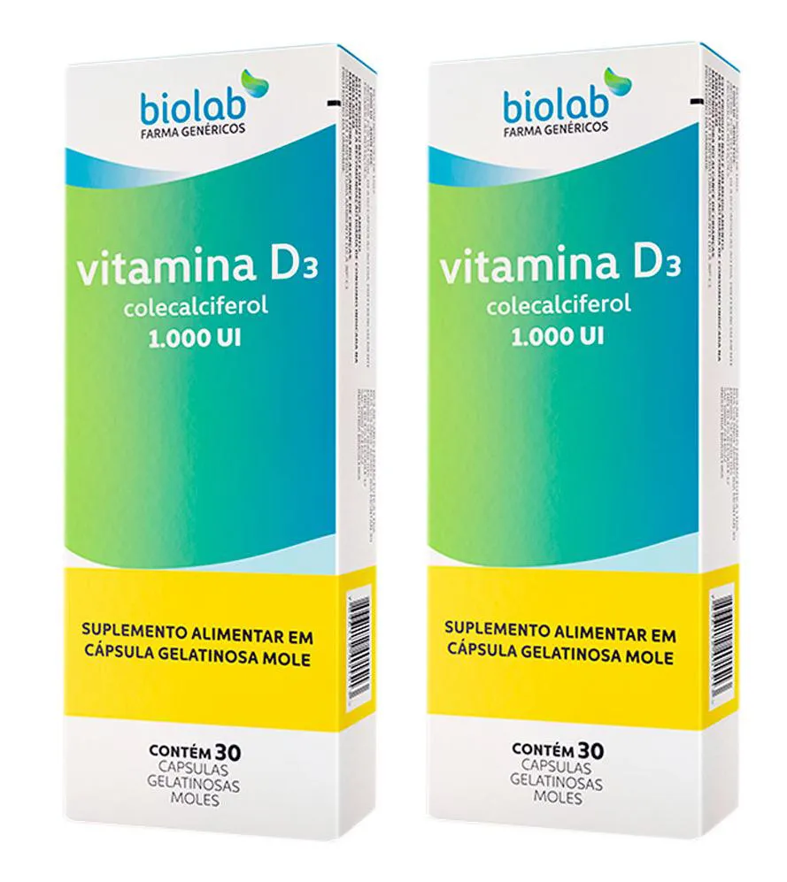 Kit 2 Vitamina D3 1000UI 30 Cápsulas - Biolab