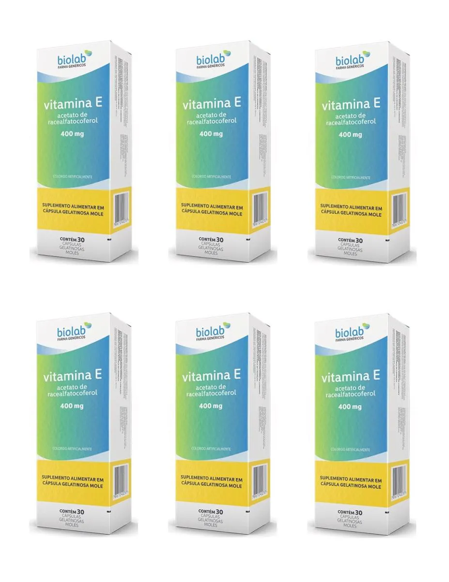 Kit 6 Suplemento de Vitamina E 400mg com 30Cps - Biolab