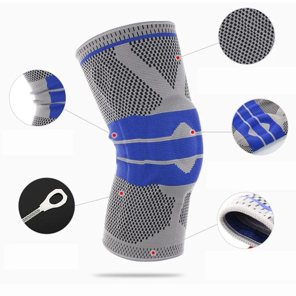 Joelheira Compressão Estabilizador Esportivo Silicone Spring Knee Pad Gel Suporte Para Joelho
