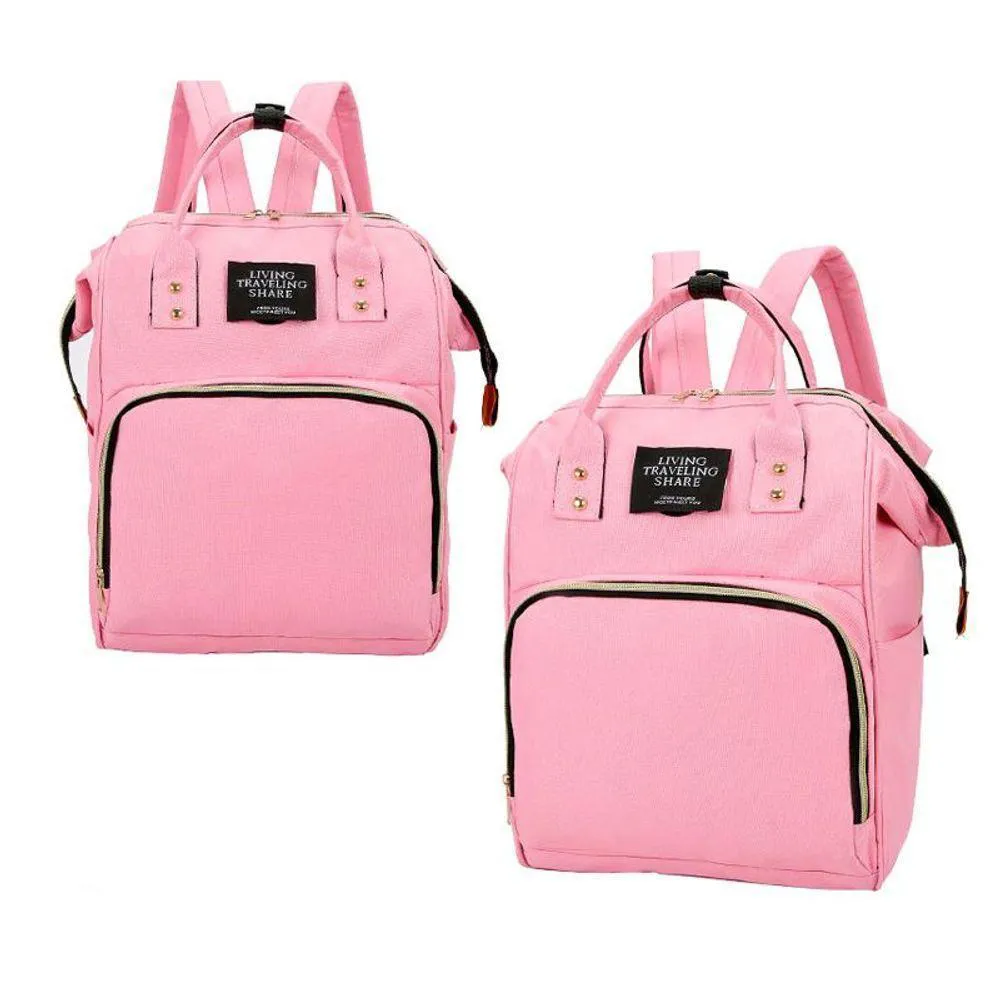 Mochila Mala Bolsa Maternidade Multiuso Mamadeira Rosa Rosa