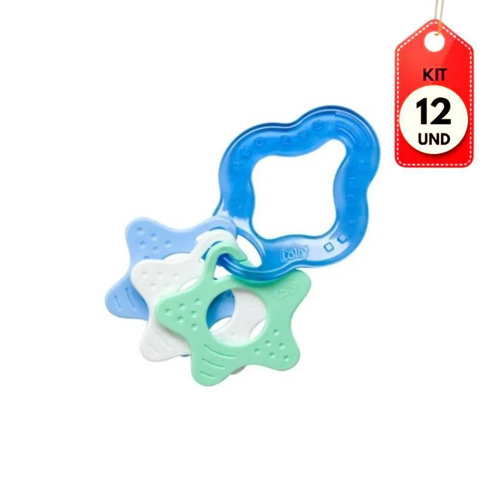 Kit C/12 Lolly Clean Mordedor Estrela Azul