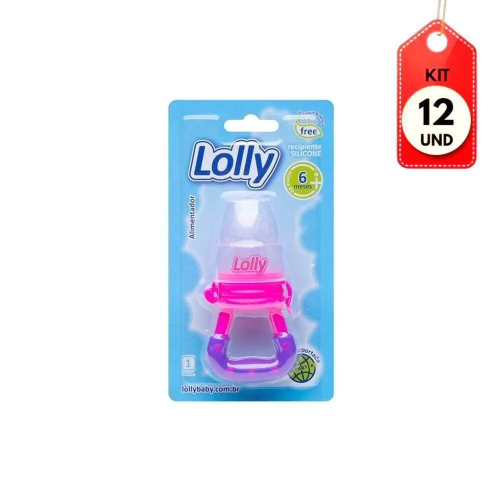 Kit C-12 Lolly Alimentador Infantil Silicone Rosa