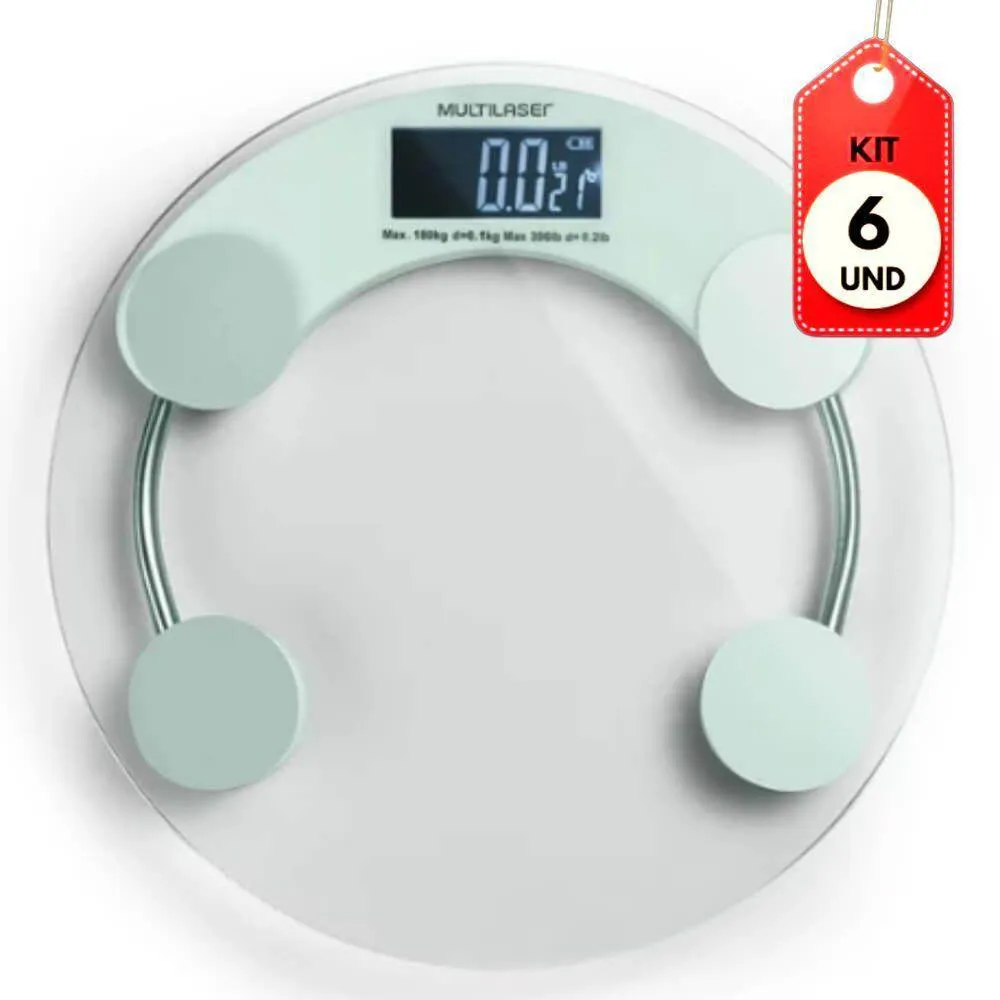 Kit C/06 Multilaser Balança P/ Banheiro Digital Eatsmart