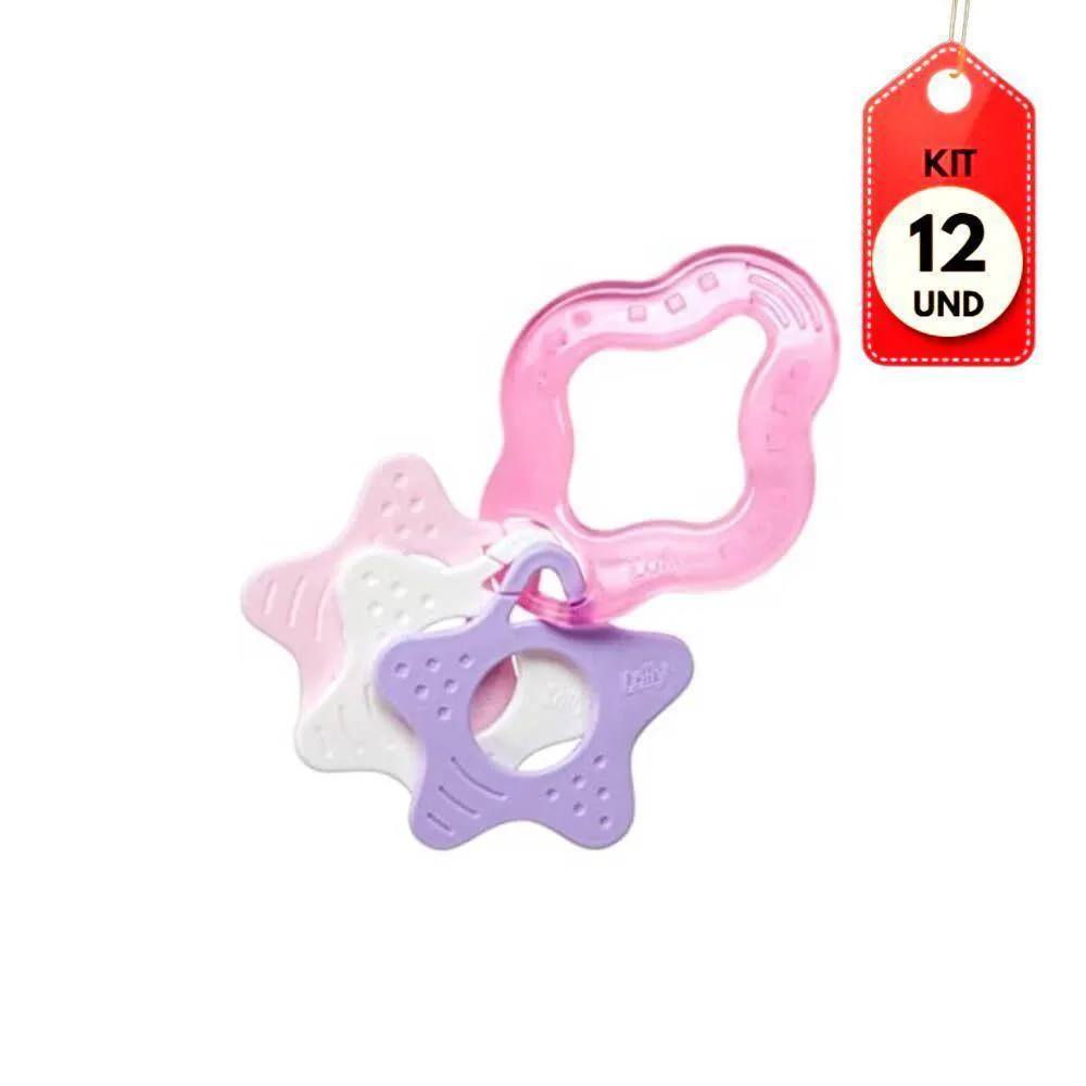 Kit C/12 Lolly Clean Mordedor Estrela Rosa