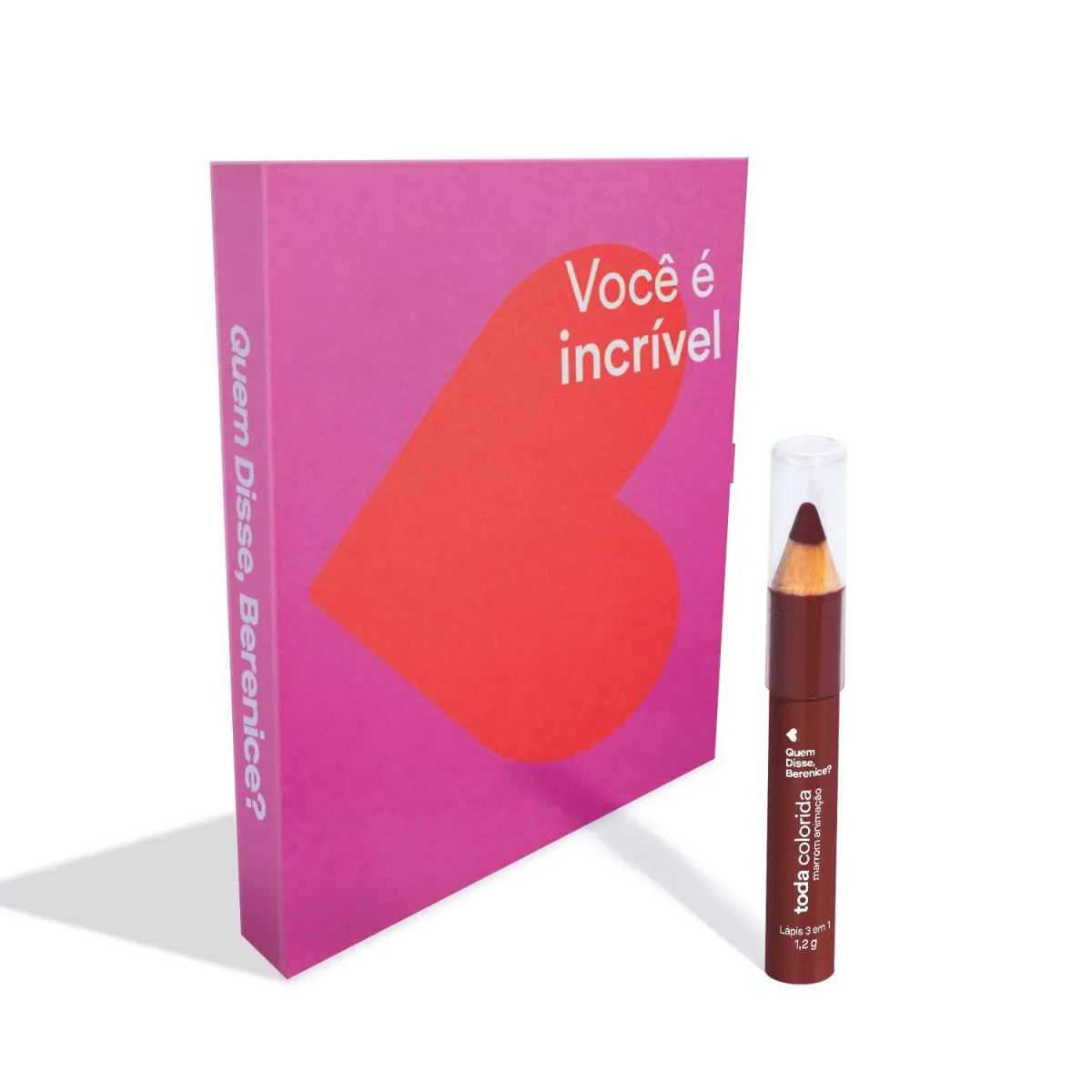 Combo Presente Dia das Mães: Lápis Multifuncional 3 Em 1 Marrom Animação Toda Colorida 1,2g + Cartão Presenteável