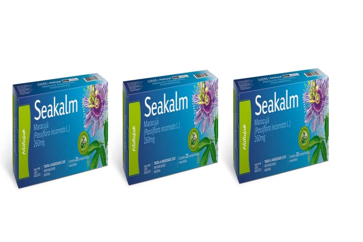 Kit 3 Suplemento Natural Seakalm Maracujá 260mg c/ 20Cps