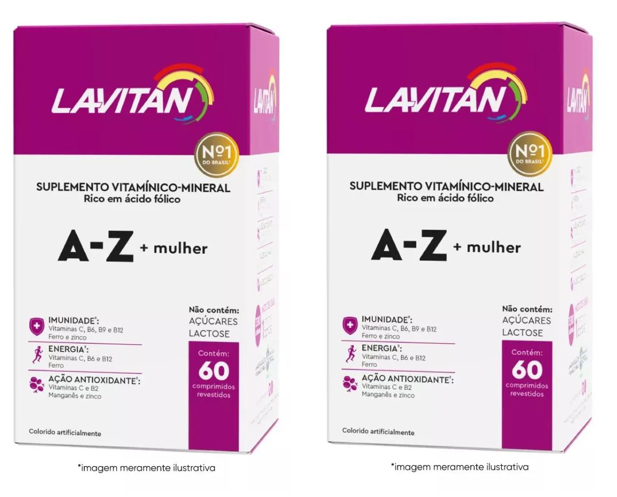 Kit 2 Suplemento Vitamínico Lavitan Mineral A-Z Mulher 60Un