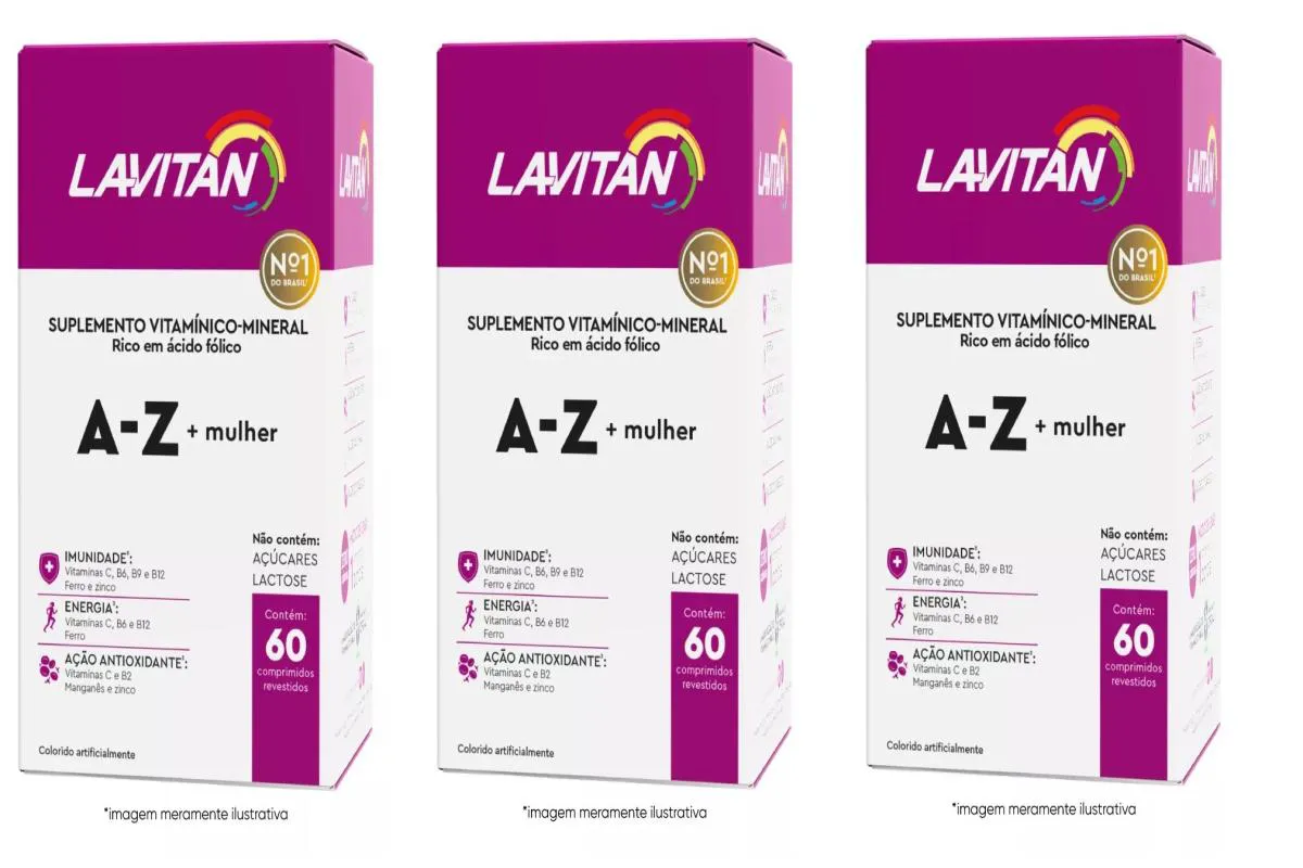 Kit 3 Suplemento Vitamínico Lavitan Mineral A-Z Mulher 60Un