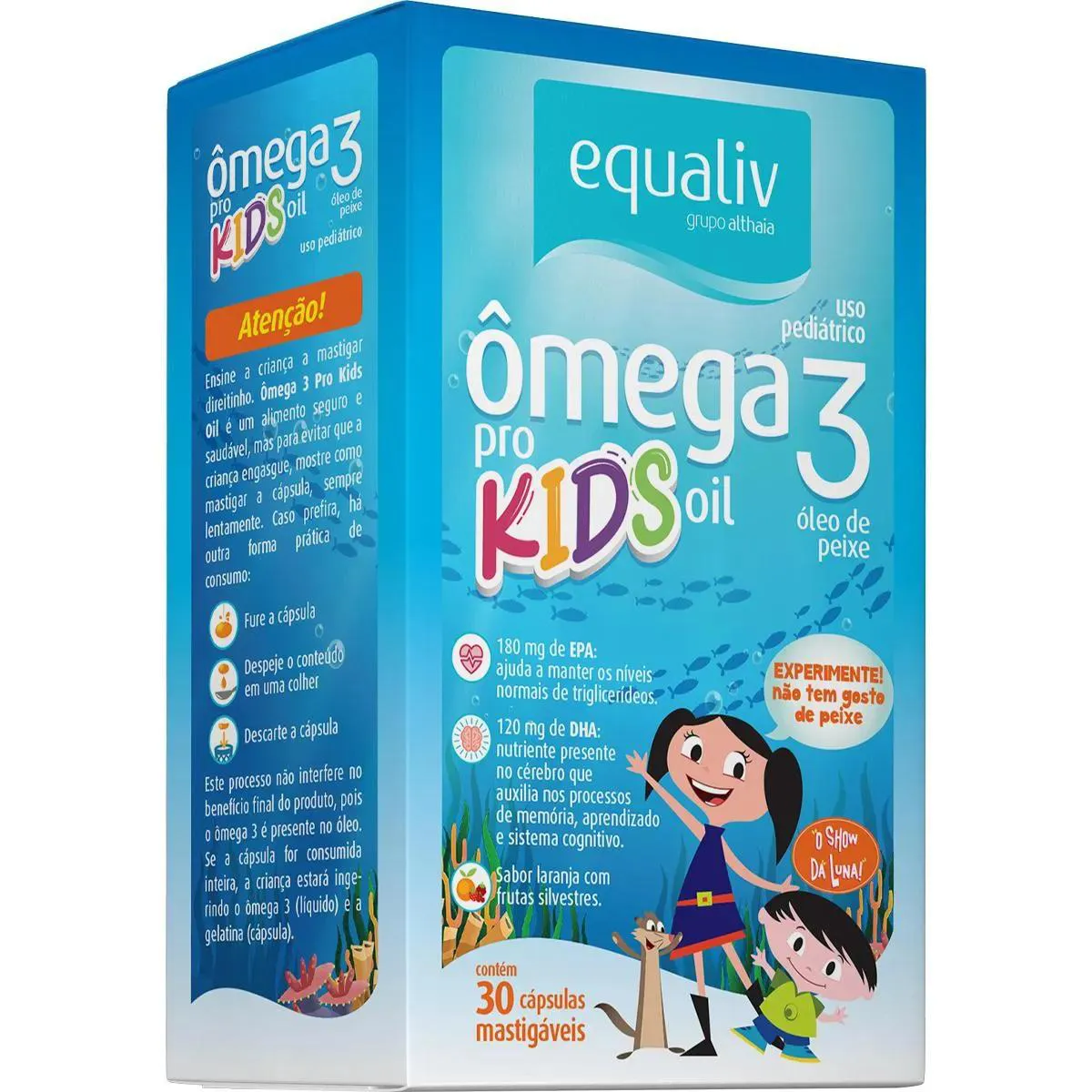 Suplemento Equaliv Ômega 3 Pro Kids Oil Sabor Laranja 30Cps