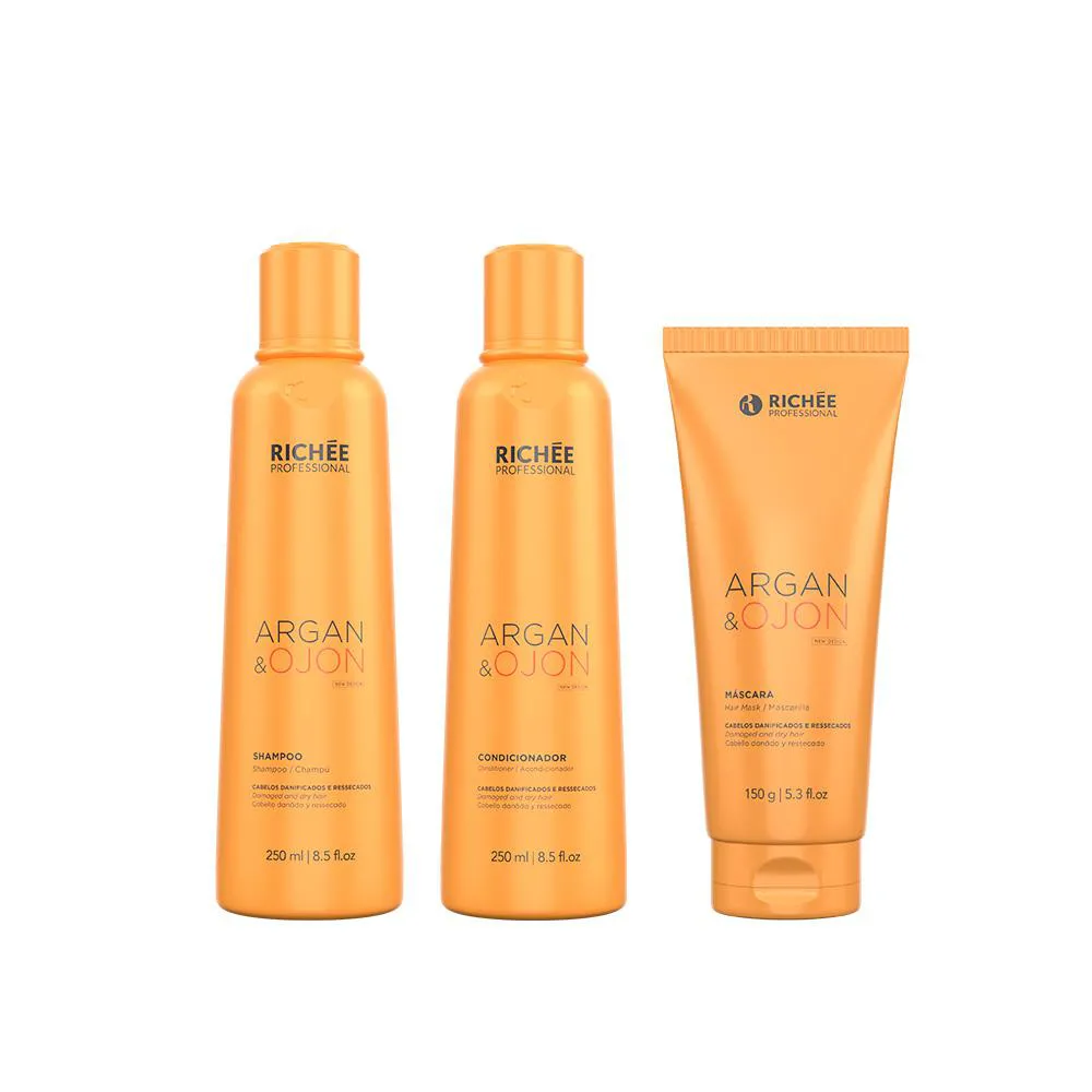 Argan e Ojon Kit Shampoo Condicionador e Máscara