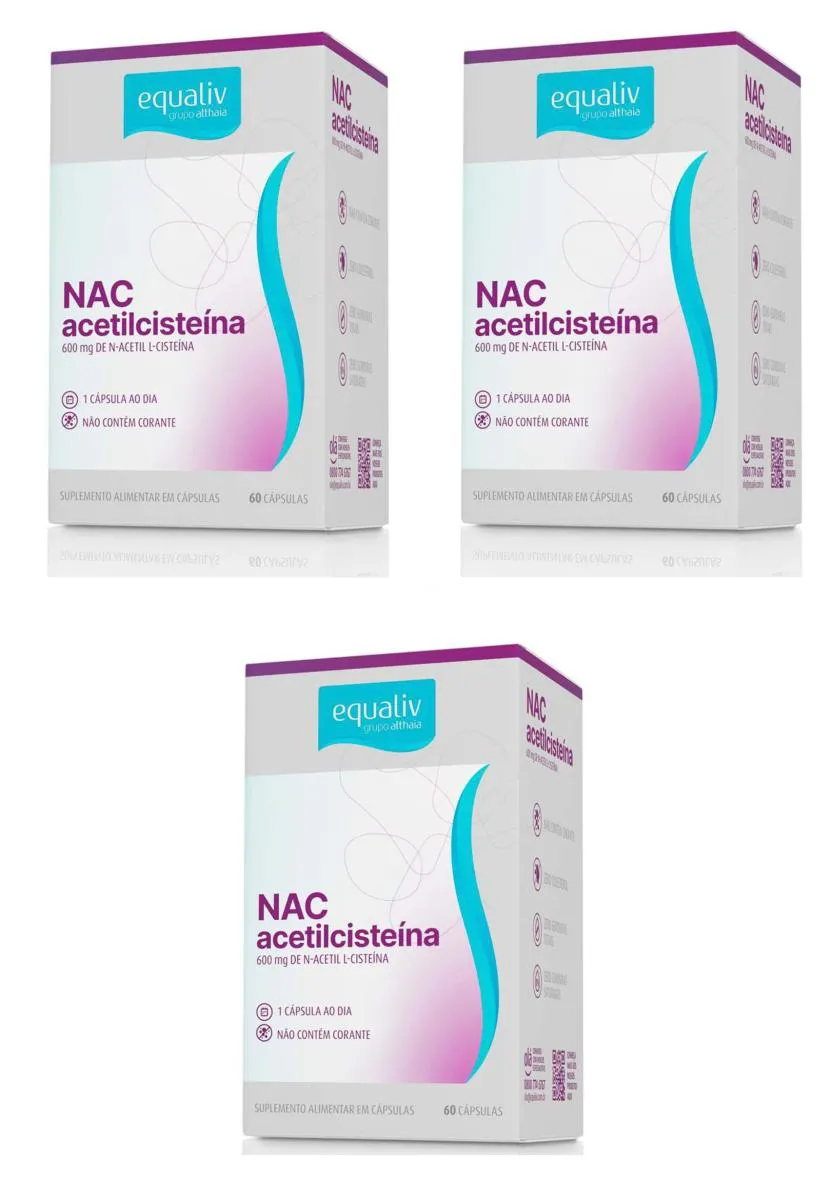 Kit 3 Suplemento Alimentar Equaliv Nac Acetilcisteína 60cps