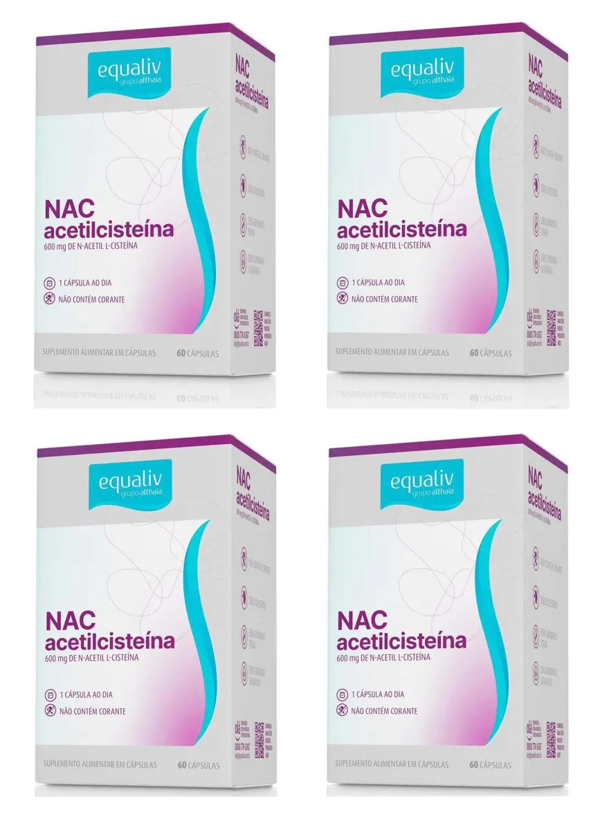 Kit 4 Suplemento Alimentar Equaliv Nac Acetilcisteína 60cps