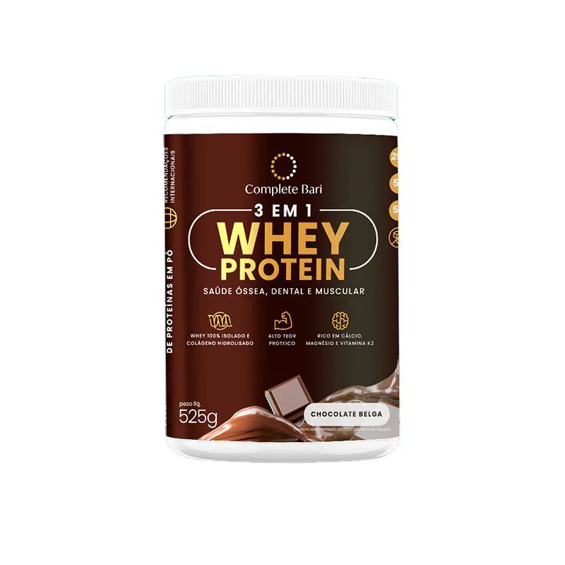 Whey Isolado 3 em 1 Chocolate Belga 525gr Complete Bari