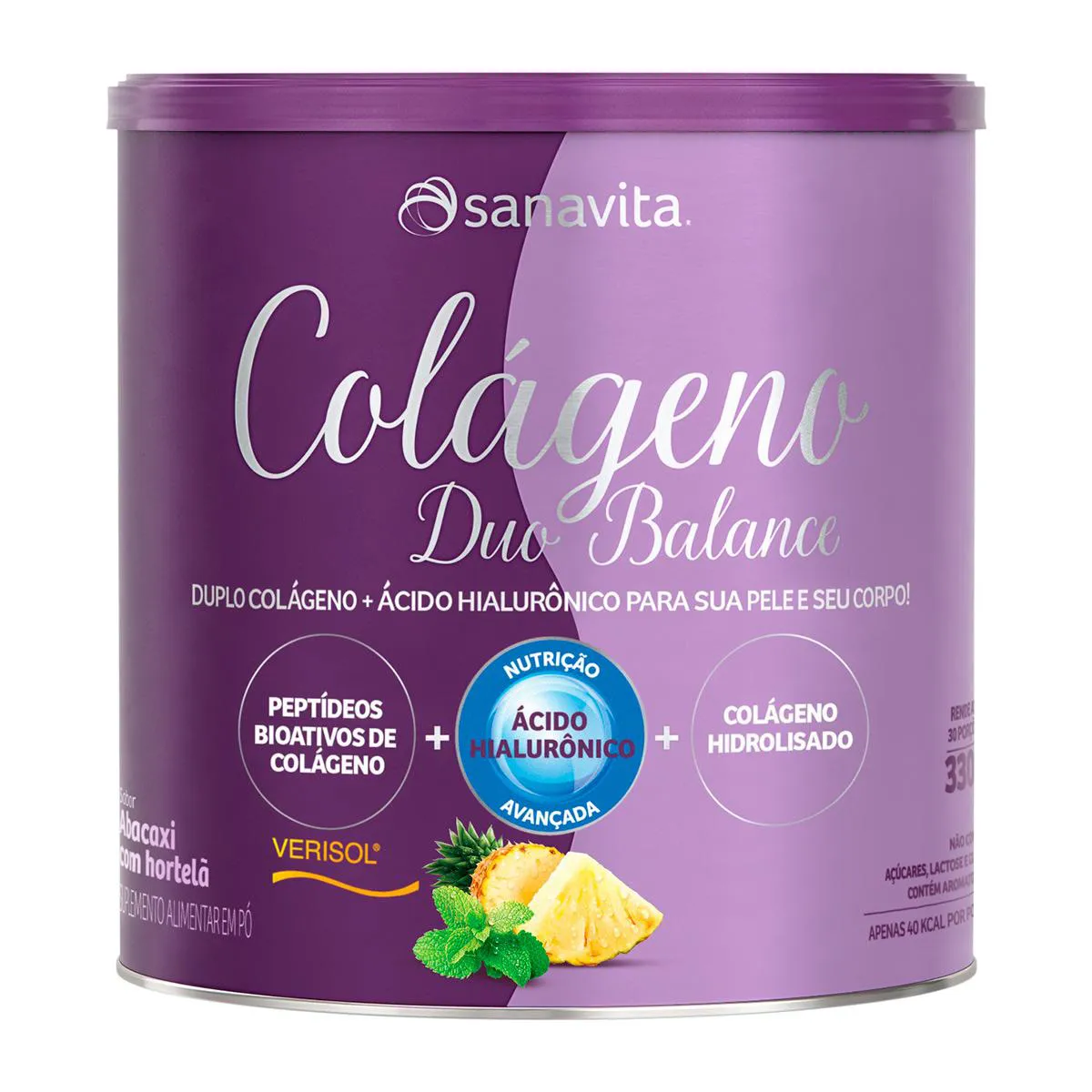 Colágeno Sanavita Duo Balance Abacaxi com Hortelã Sem Açúcar 330g