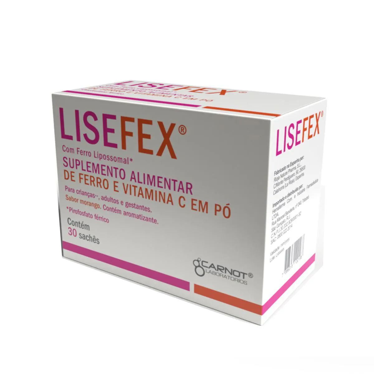 Vitamina C + Ferro LiseFex® Morango 30 sachês