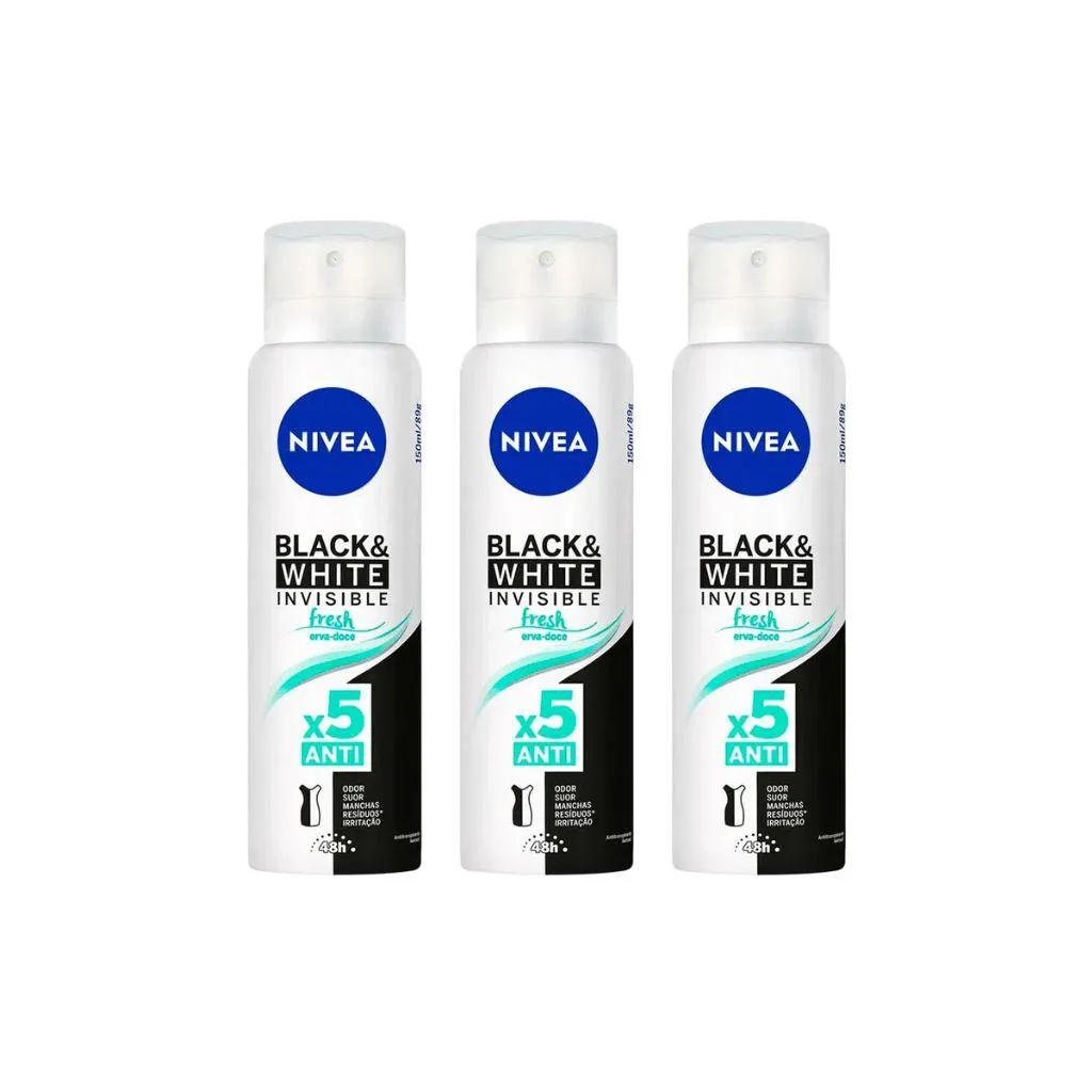 Deso Aero Nivea 150ml Fem Inv Blk E Wht Frsh Erv Dc KitC/3un