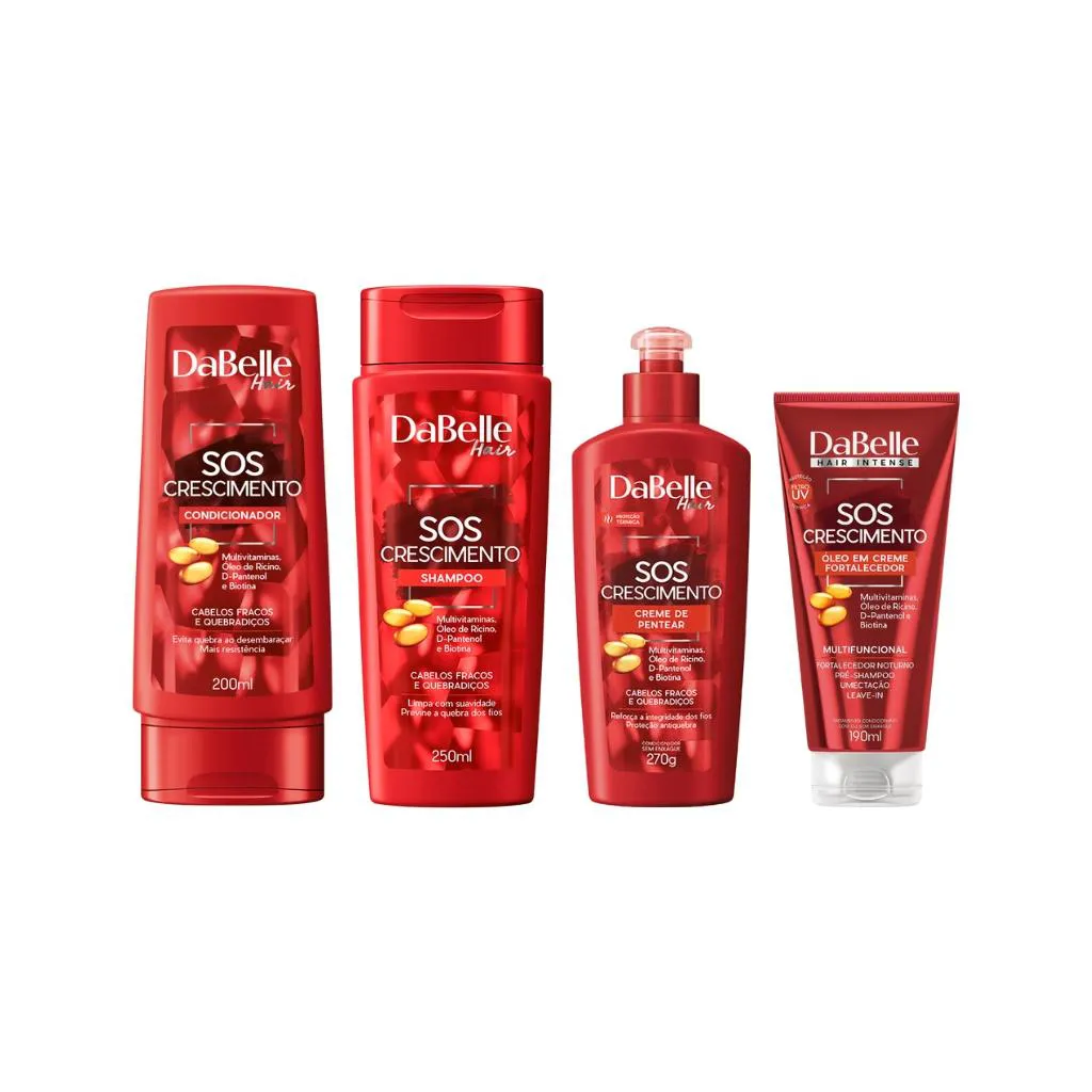 Kit Dabelle Sos Crescimento Shampoo+Cond+Óleo Cr+Creme Pent