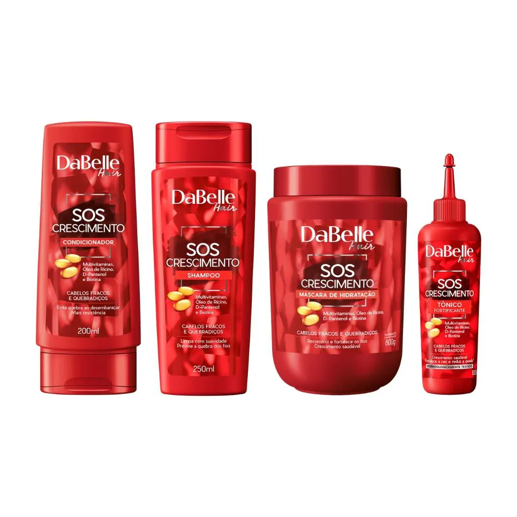 Kit Dabelle Sos Crescimento Shampoo+Cond+Mascara+Tônico Cap