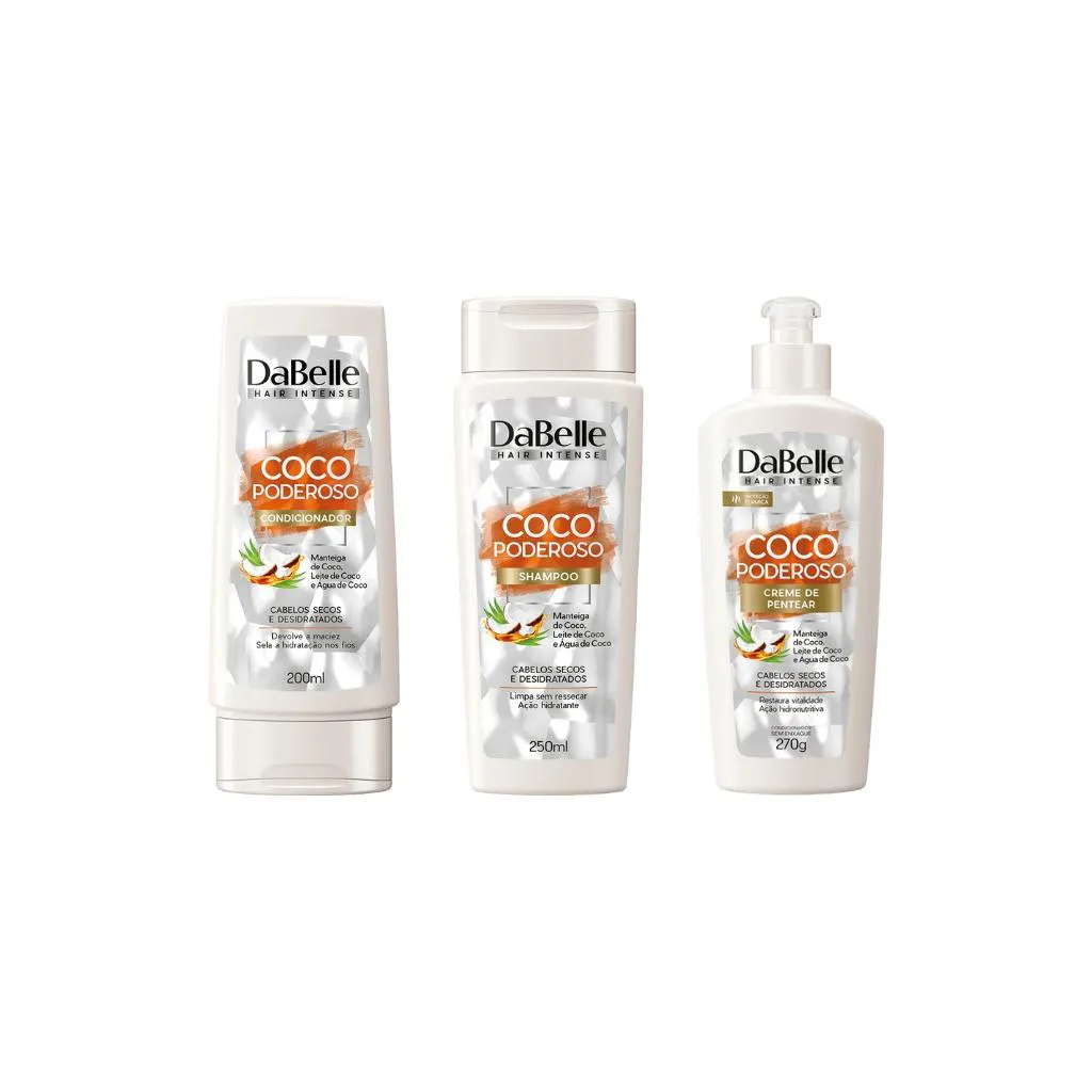 Kit Dabelle Coco Poderoso Shampoo+Cond+Creme Pentear