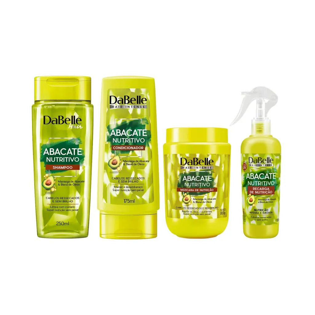 Kit Dabelle Abacate Nutritivo Shampoo+Cond+Mascara+Recarga