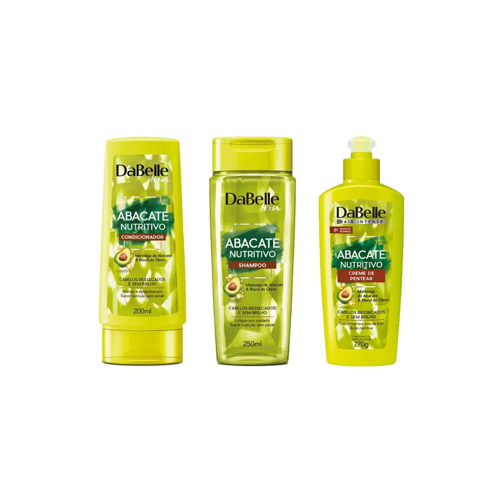 Kit Dabelle Abacate Nutritivo Shampoo+Cond+Creme Pentear