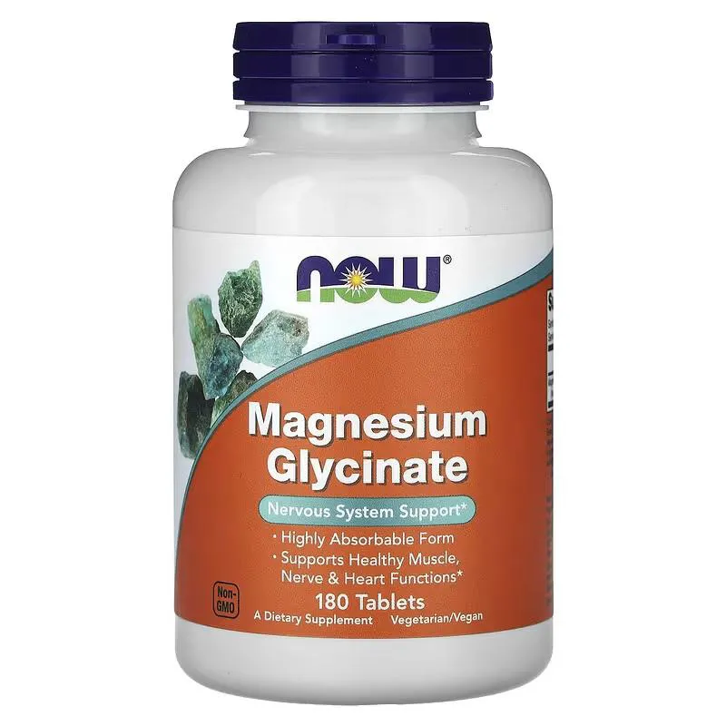 Magnesium Glycinate Magnésio Glicinato 180 tablets Now Foods