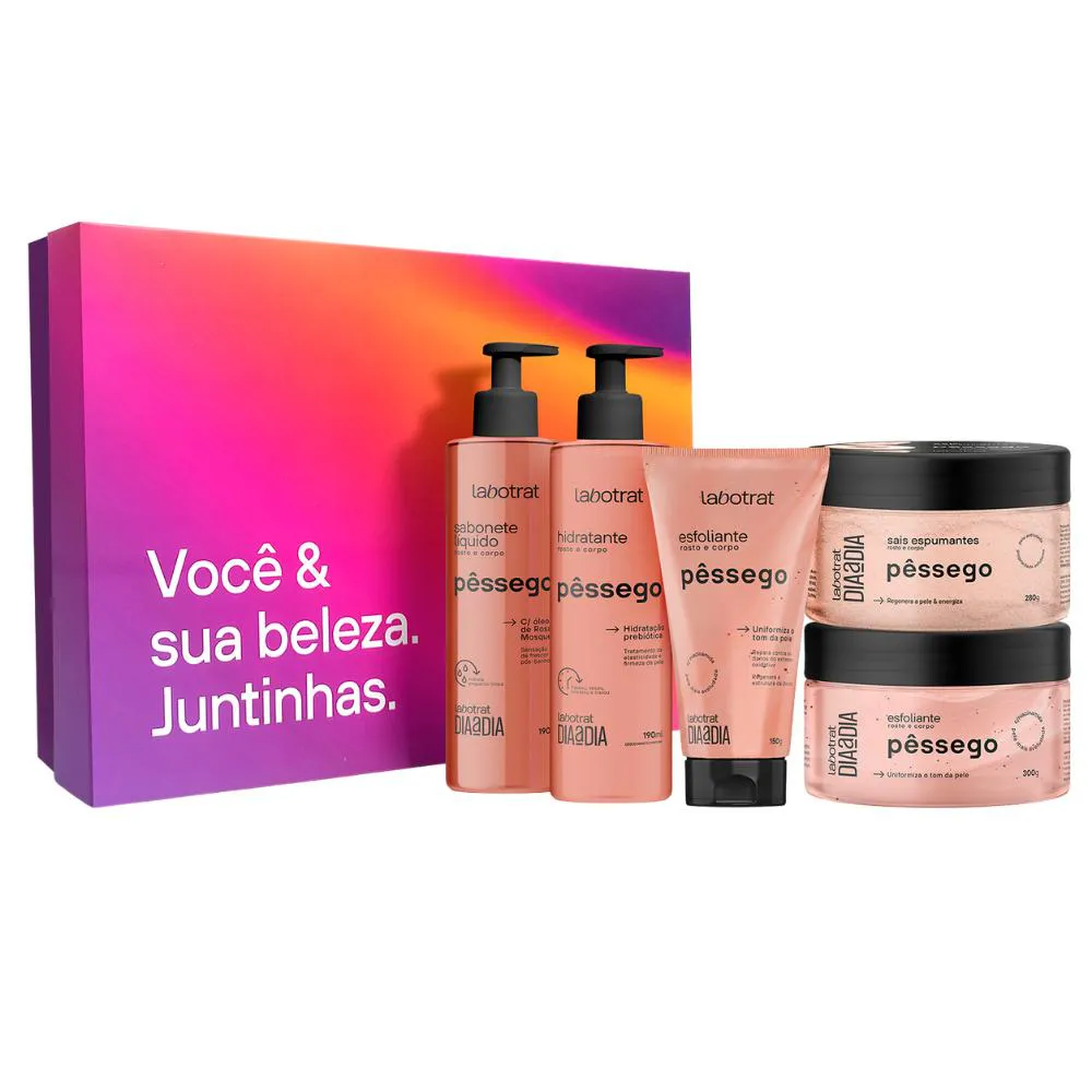 Kit Cuidado Rosto E Corpo Hidrata Esfolia Pêssego Labotrat