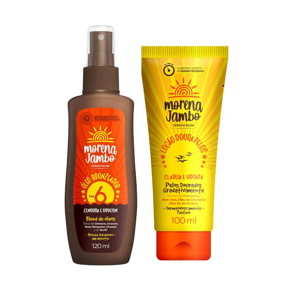Kit Óleo Spray Bronzeador E Loção Clareador Pelos Dermacream