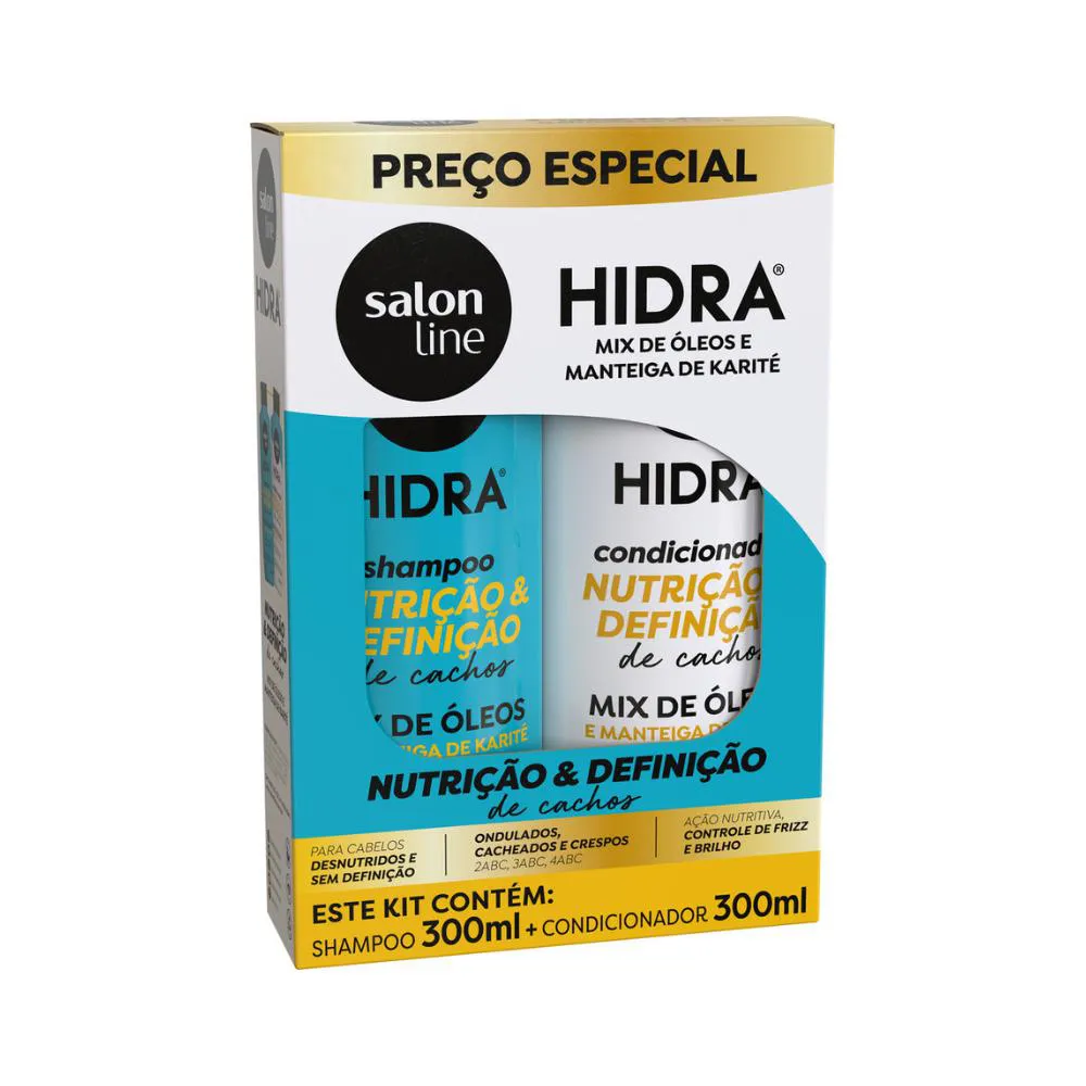 Kit Shampoo E Condicionador Nutrição Cachos Hidra Salon Line