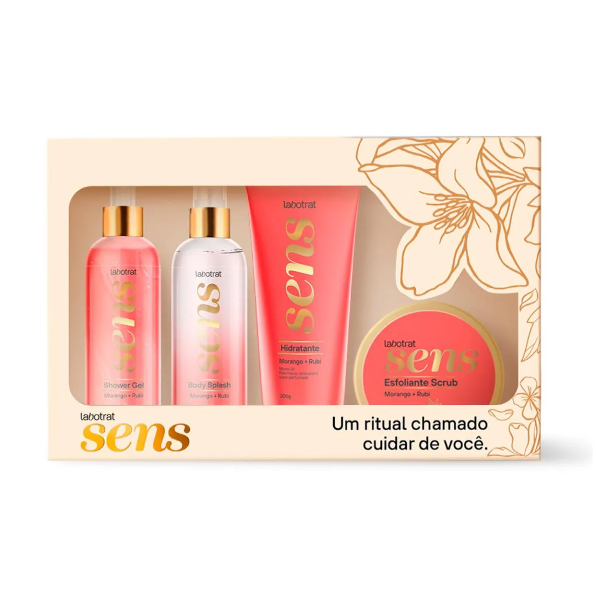Kit Banho Corporal Hidratação Morango e Rubi Labotrat Sens