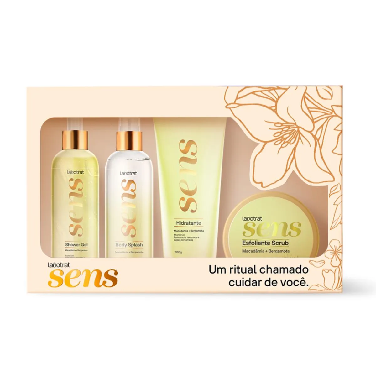 Kit Banho Corpo Hidrata Macadâmia e Bergamota Labotrat Sens