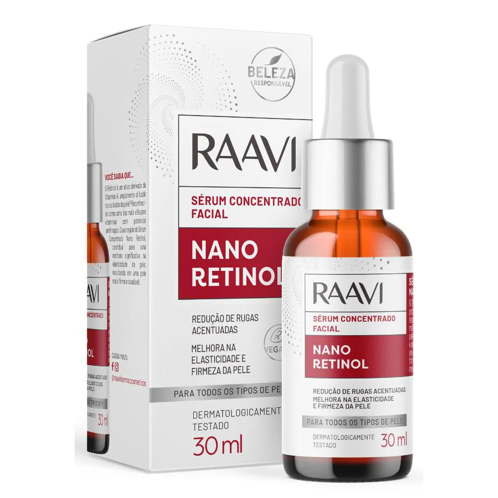 Sérum Facial Nano Retinol Vitamina A Antirrugas Raavi 30ml