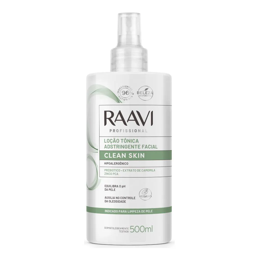 Loção Tônica Adstringente Facial Clean Skin Care Raavi 500ml
