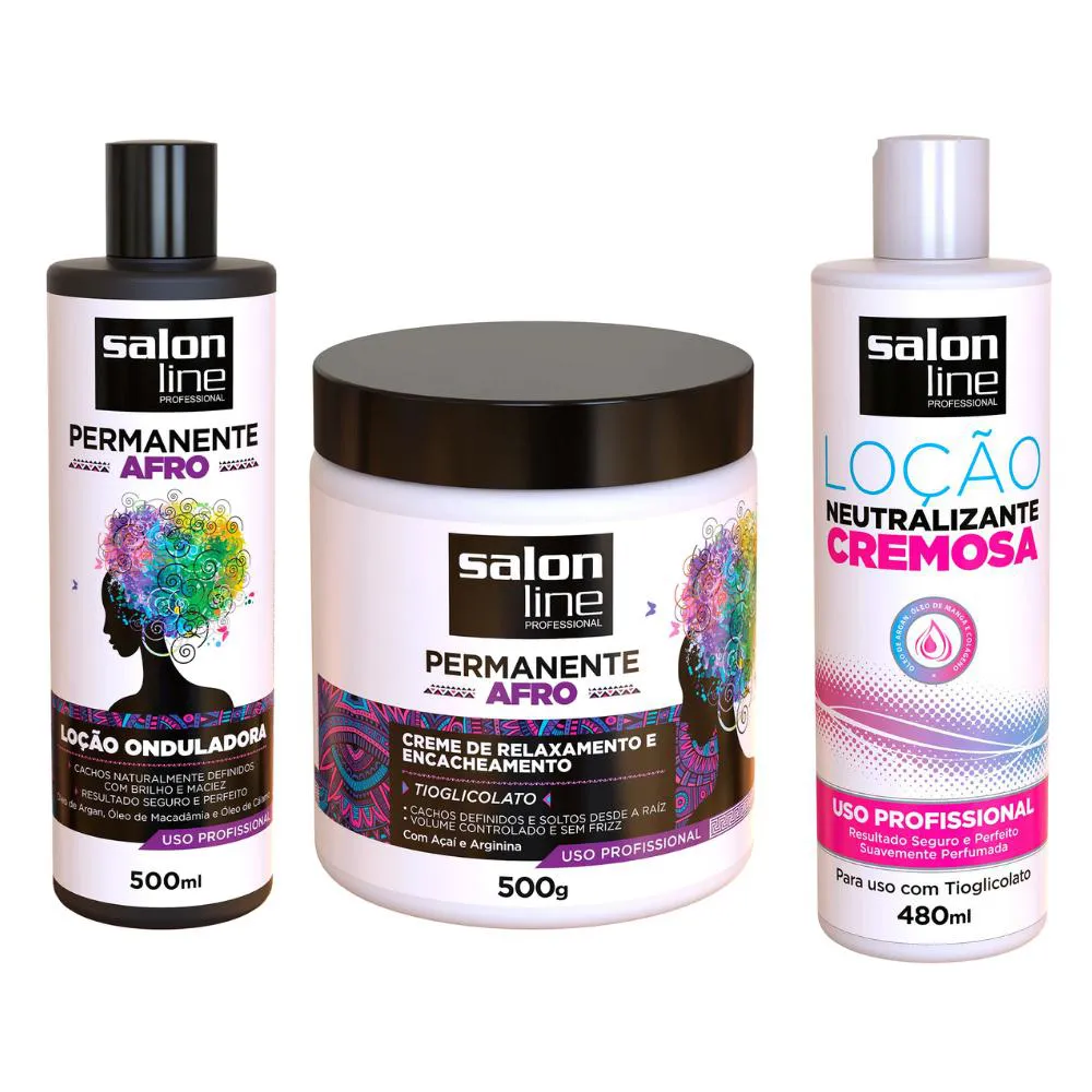 Kit Creme Relaxamento Cachos Afro Profissional Salon Line