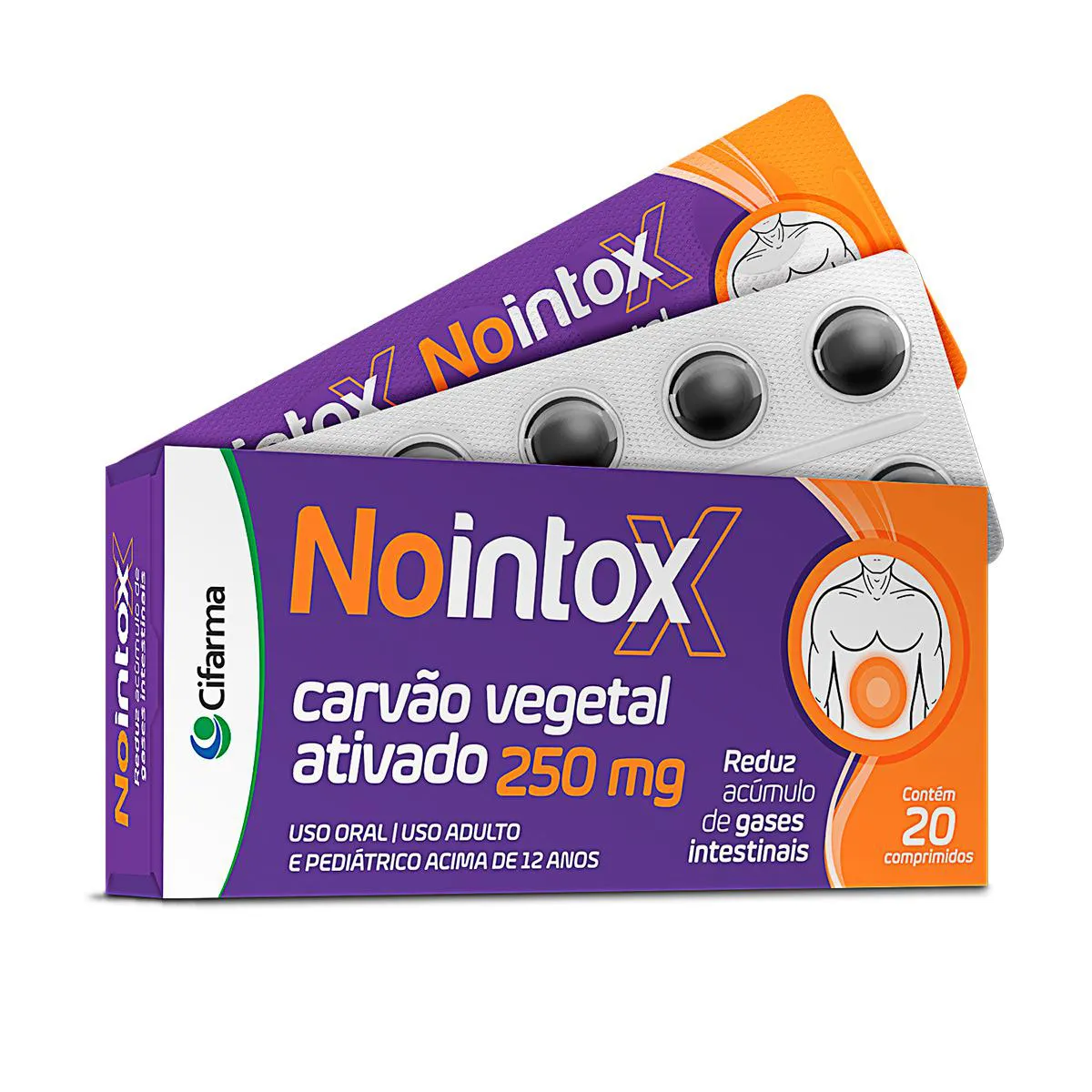 Nointox Carvão Vegetal Ativado 250mg 20 comprimidos