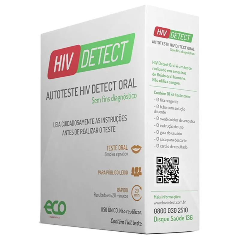 Autoteste HIV Detect Oral 1 Unidade - Eco Diagnóstica Branco