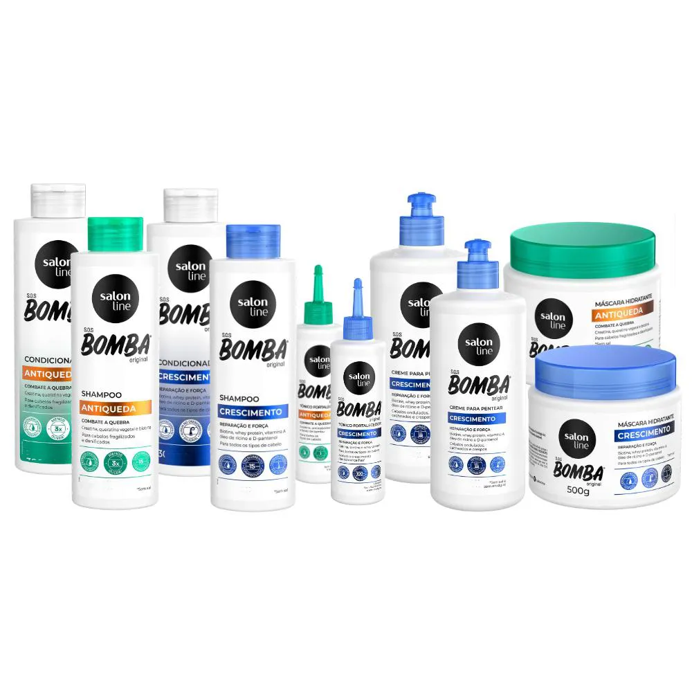 Kit SOS Bomba Fortalecedor Crescimento Antiqueda Salon Line