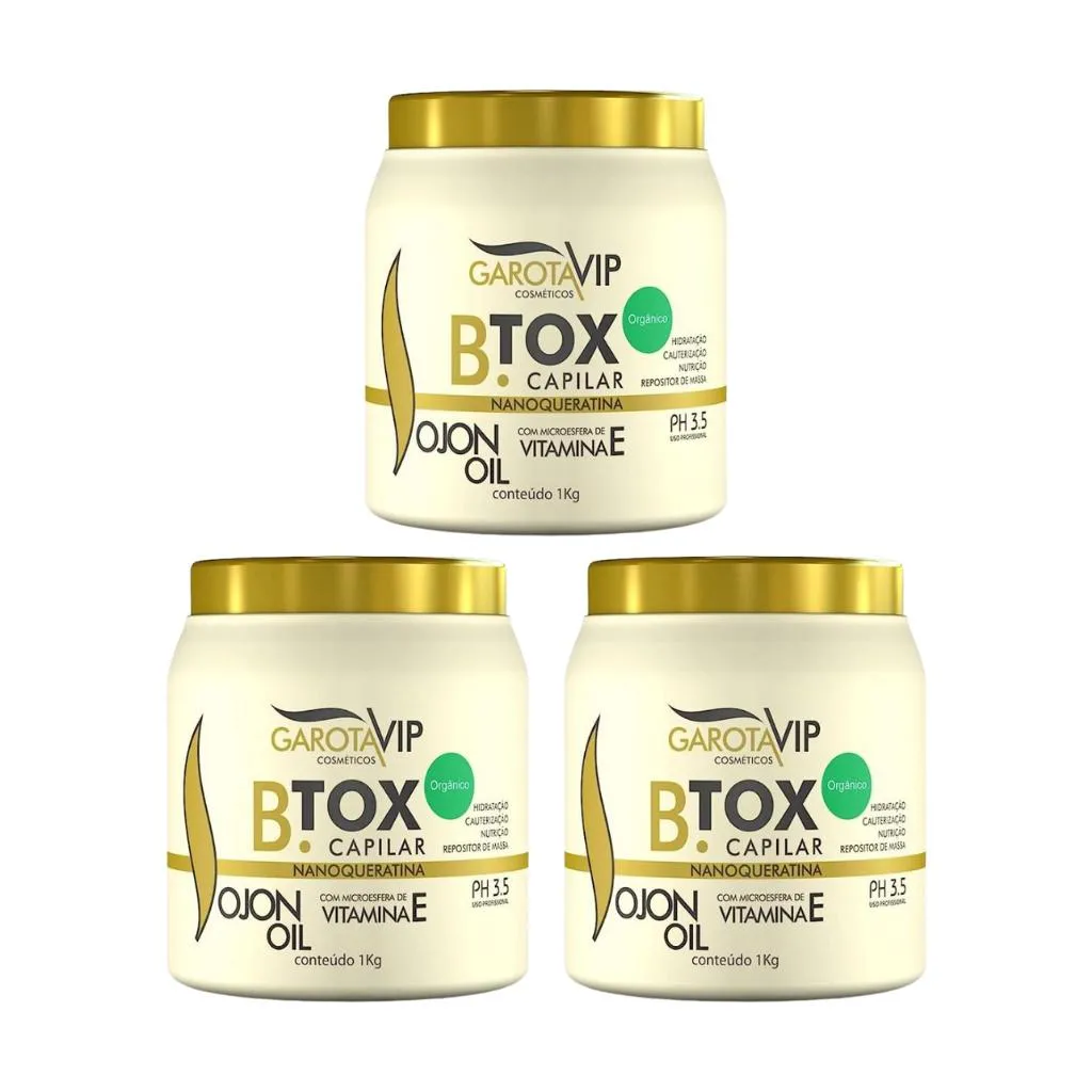 Botox Garota Vip B.Tox Capilar Organico 1000g - Kit C/ 3un