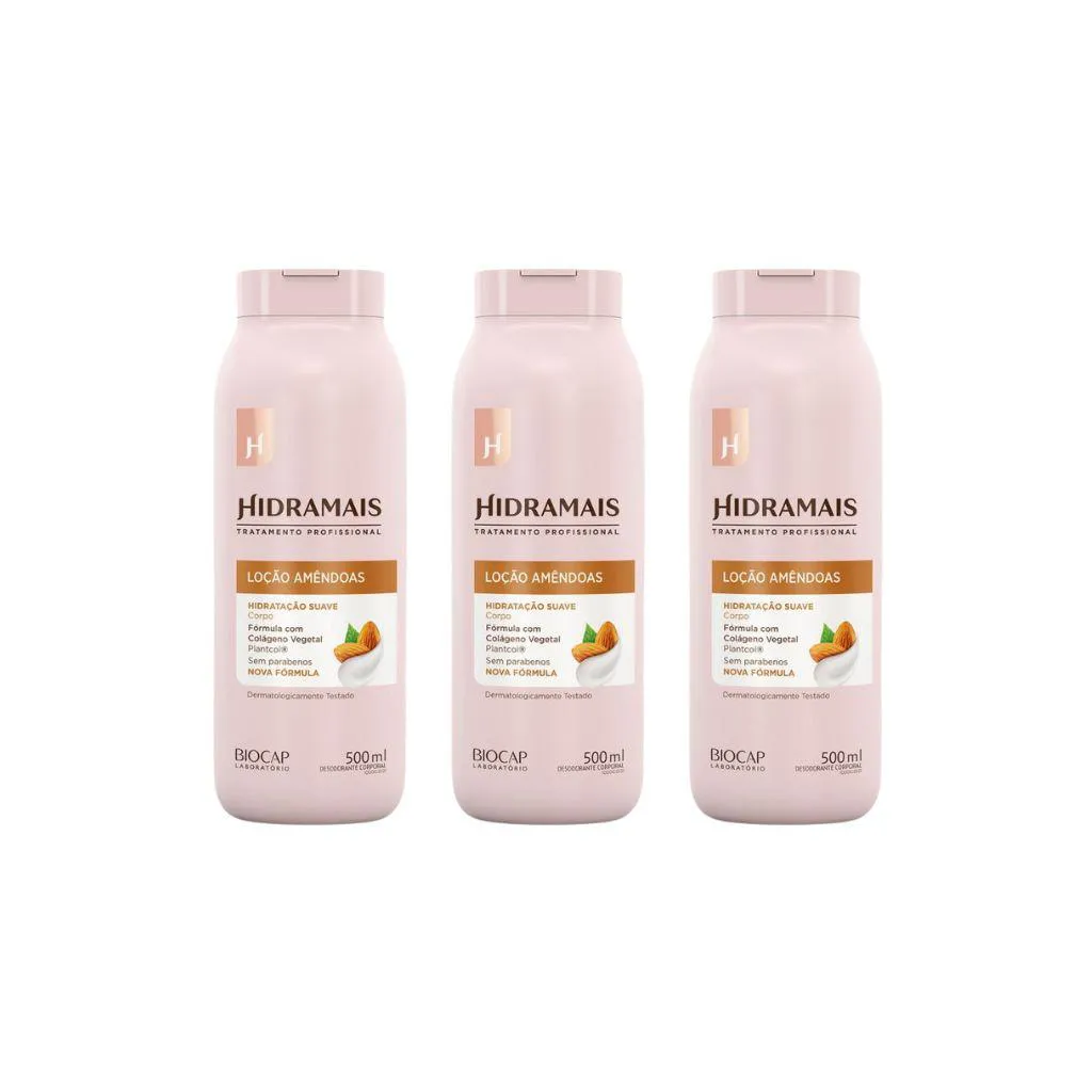 Hidratante Corporal Hidramais 500ml Amendoas - Kit C/ 3un