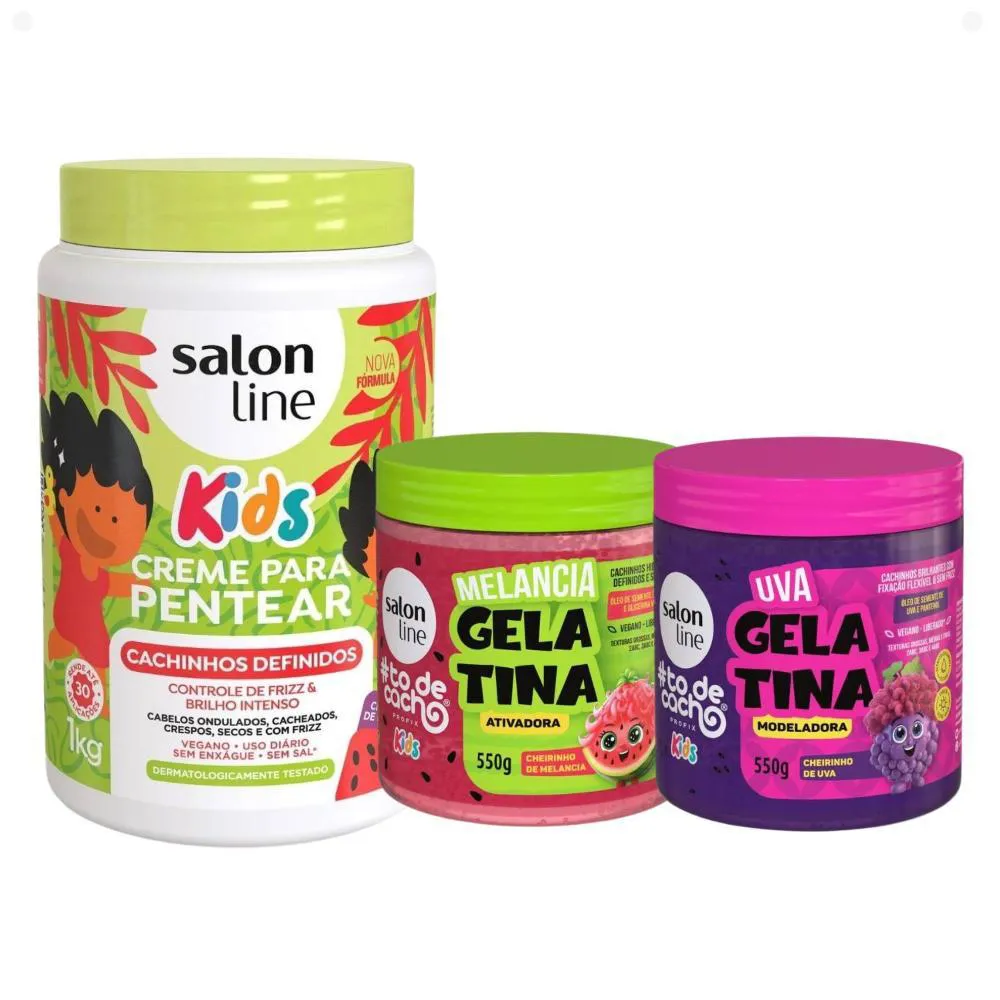 Kit Creme Melancia + Gelatina Salon Line Melancia e Uva Com 3