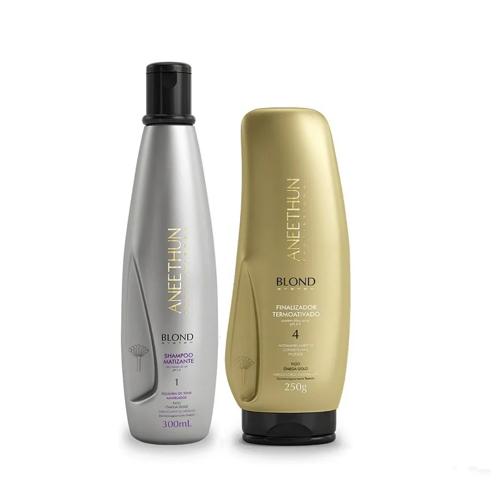 Kit Aneethun Blond System - Shampoo Matizante 300ml + Finalizador Termoativado 250g